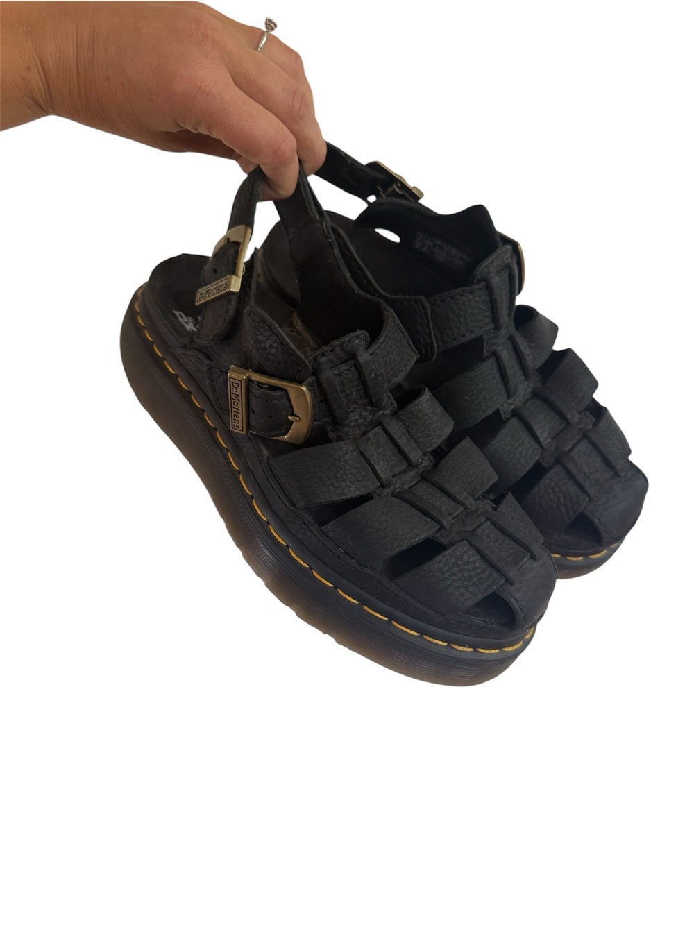Dr. Martens Fisherman Sandals Womens 8 Black Leather Platform Chunky Y2K Wrenlie